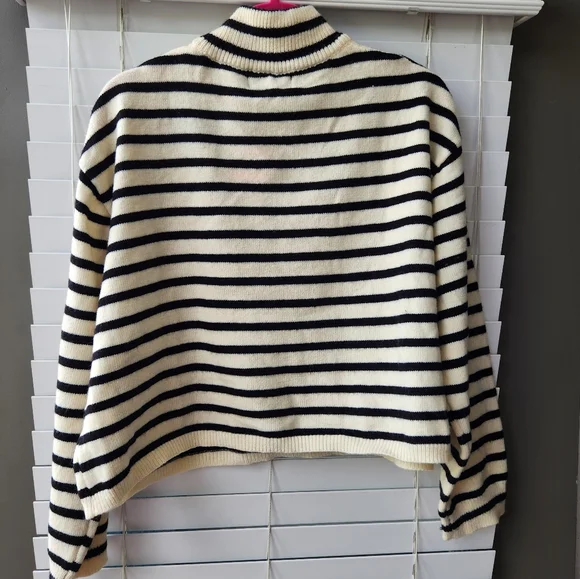 (5 For $30) NWT Cider Striped High Neck Oversized Crop Sweater 0XL Plus Size - Picture 3 of 6